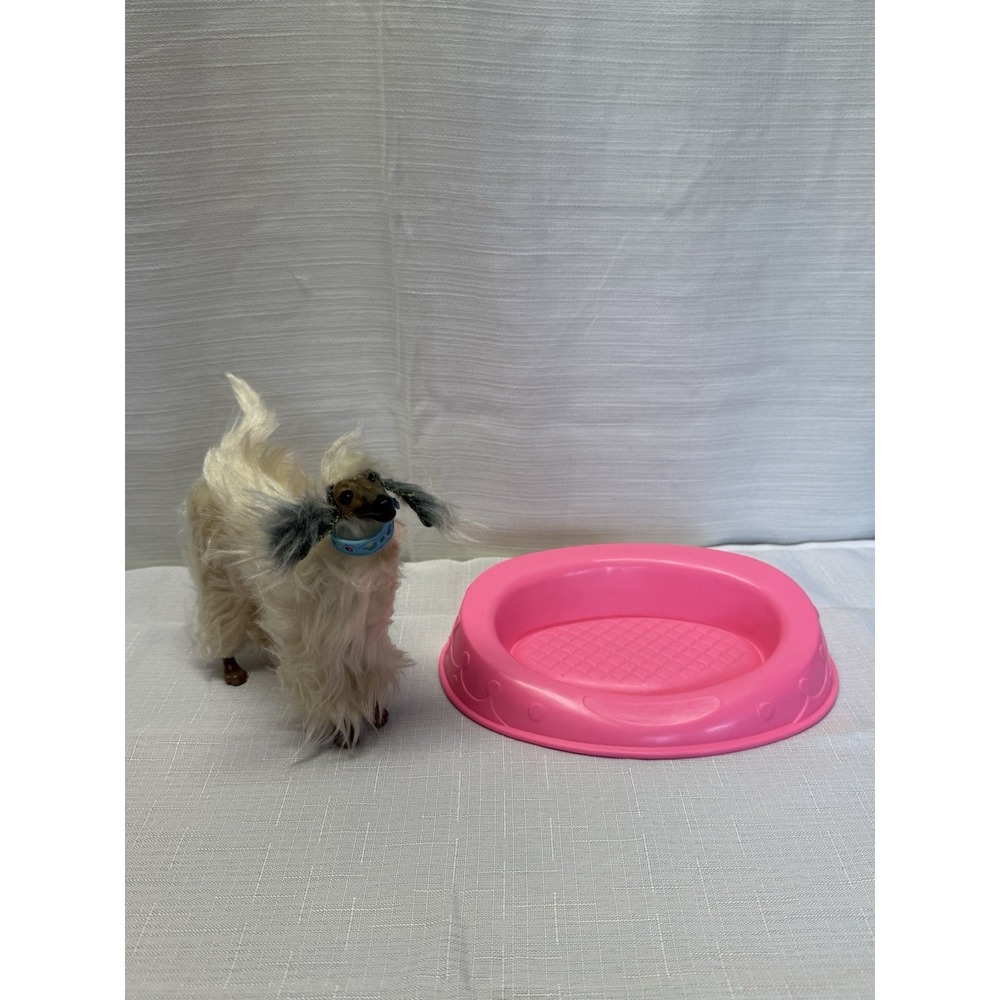 Vintage 1979 Barbie Beauty Afghan‎ Hound Dog & Pink Plastic Pet Bed Mattel